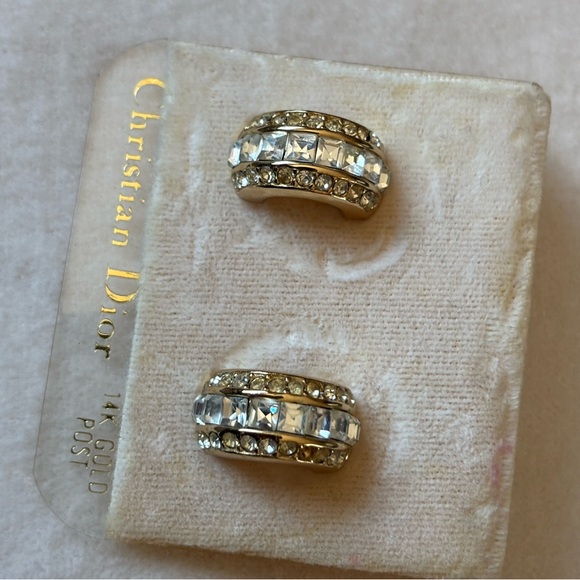 Beautiful vintage Christian Dior, gold tone with cubic zirconia, square & round - Picture 7 of 7